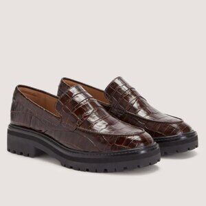 Like-New Everlane The Lug Loafer in Brown Crocodile